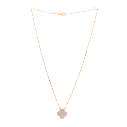 Van Cleef & Arpels 18K Rose Gold Gray Mother of Pearl Vintage Alhambra Pendant Necklace 3 of 6