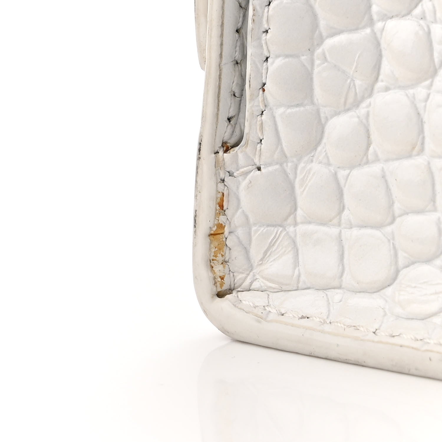Balenciaga Shiny Calfskin Crocodile Embossed Small Hourglass Sling Shoulder Bag White 11 of 17
