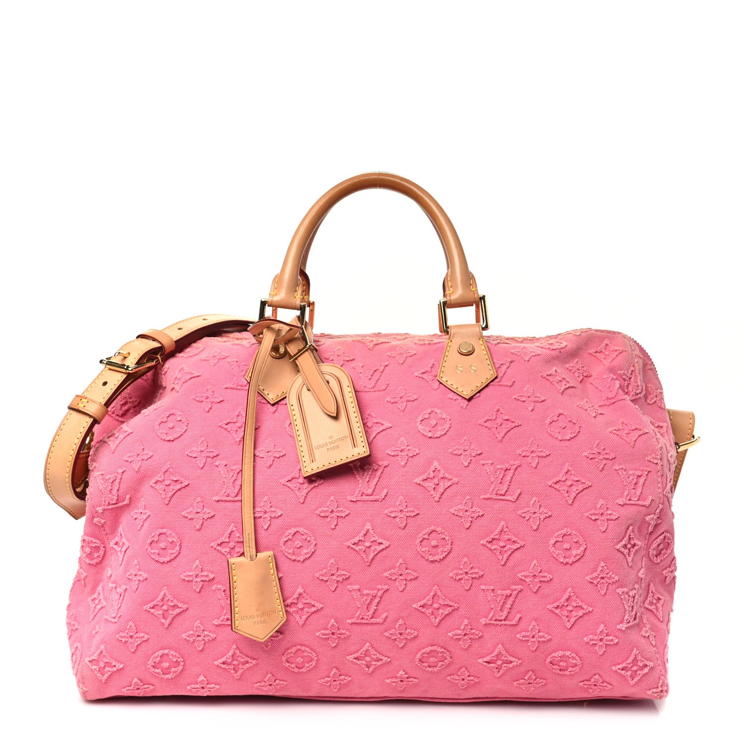 Louis Vuitton Denim Monogram Stone Speedy Bandouliere 35 Rose 1 of 11
