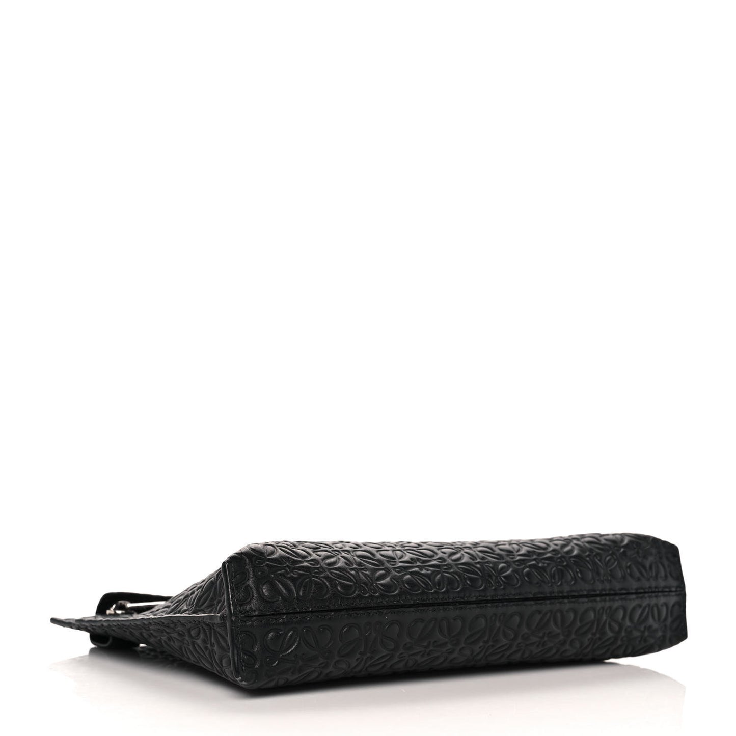Calfskin Embossed Medium Repeat T Pouch Black