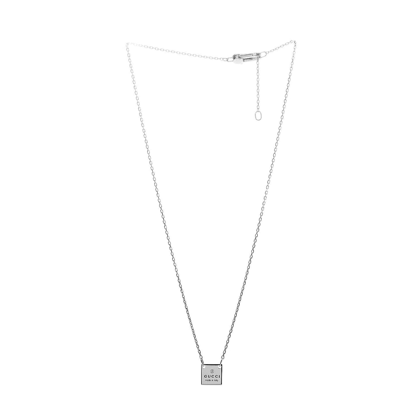 Sterling Silver Logo Square Tag Necklace