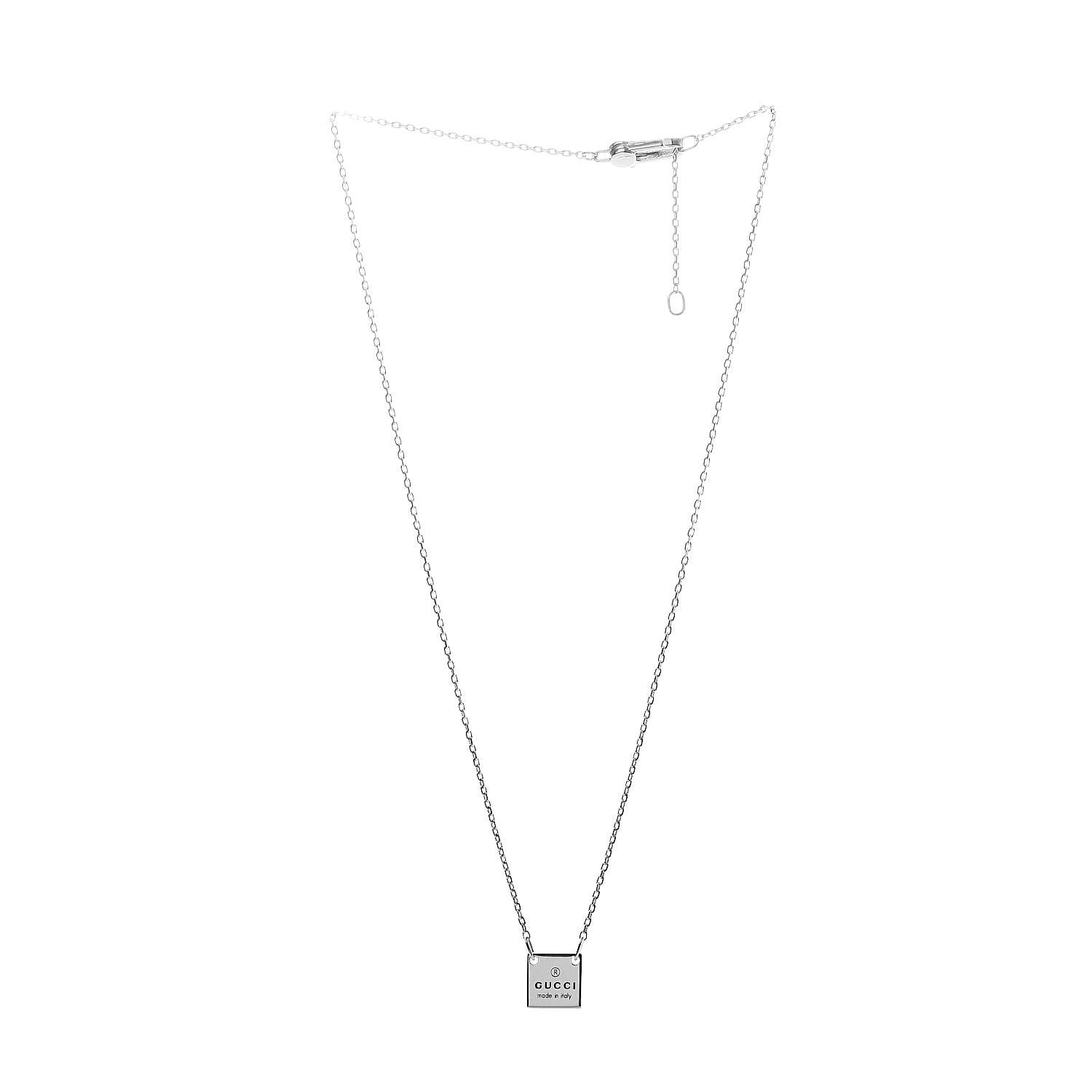 Gucci Sterling Silver Logo Square Tag Necklace 3 of 6