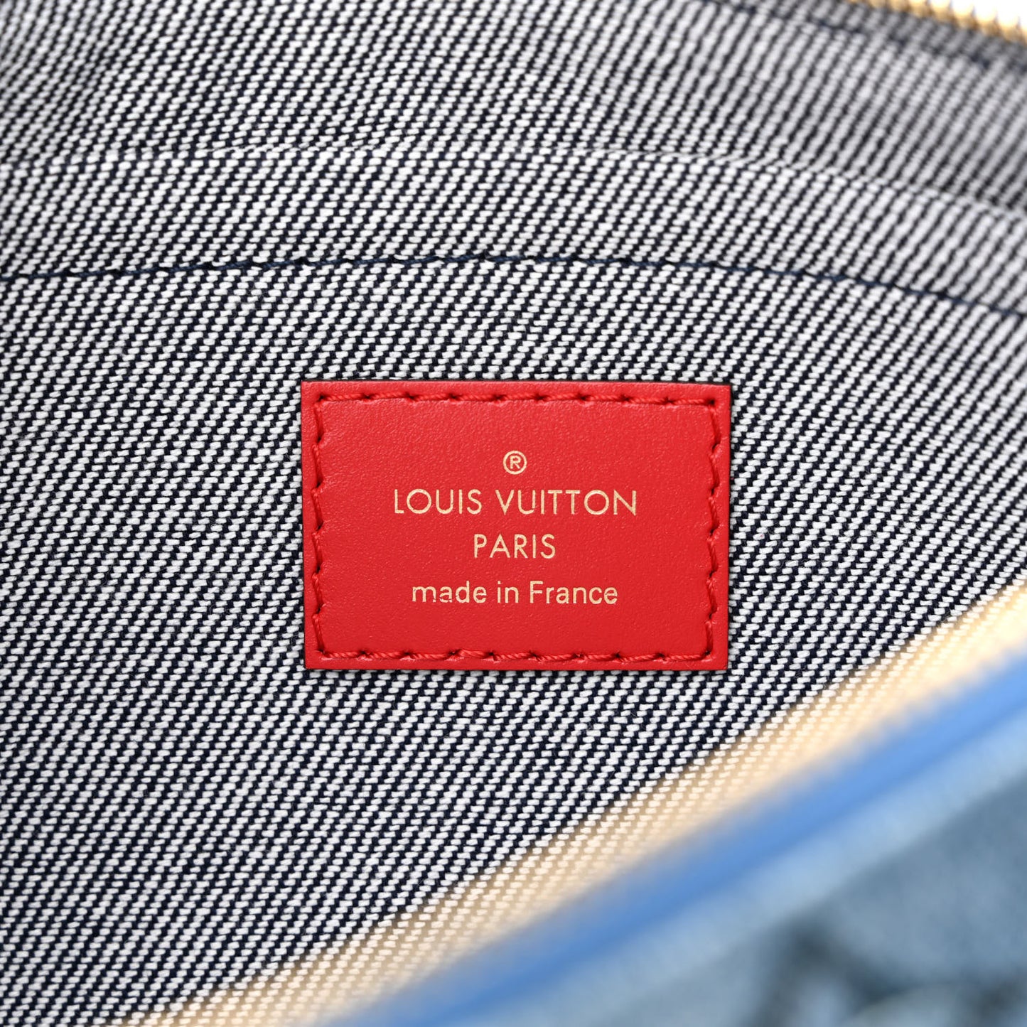 Denim Damier Monogram Patchwork Neverfull Blue Rouge