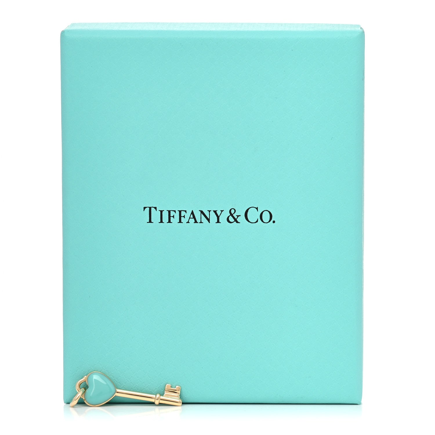Tiffany 18K Yellow Gold Enamel Mini Heart Key Pendant Blue 5 of 5