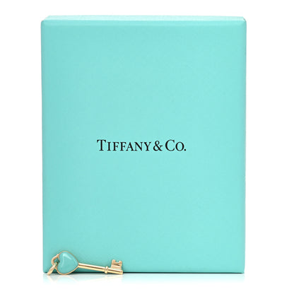Tiffany 18K Yellow Gold Enamel Mini Heart Key Pendant Blue 5 of 5