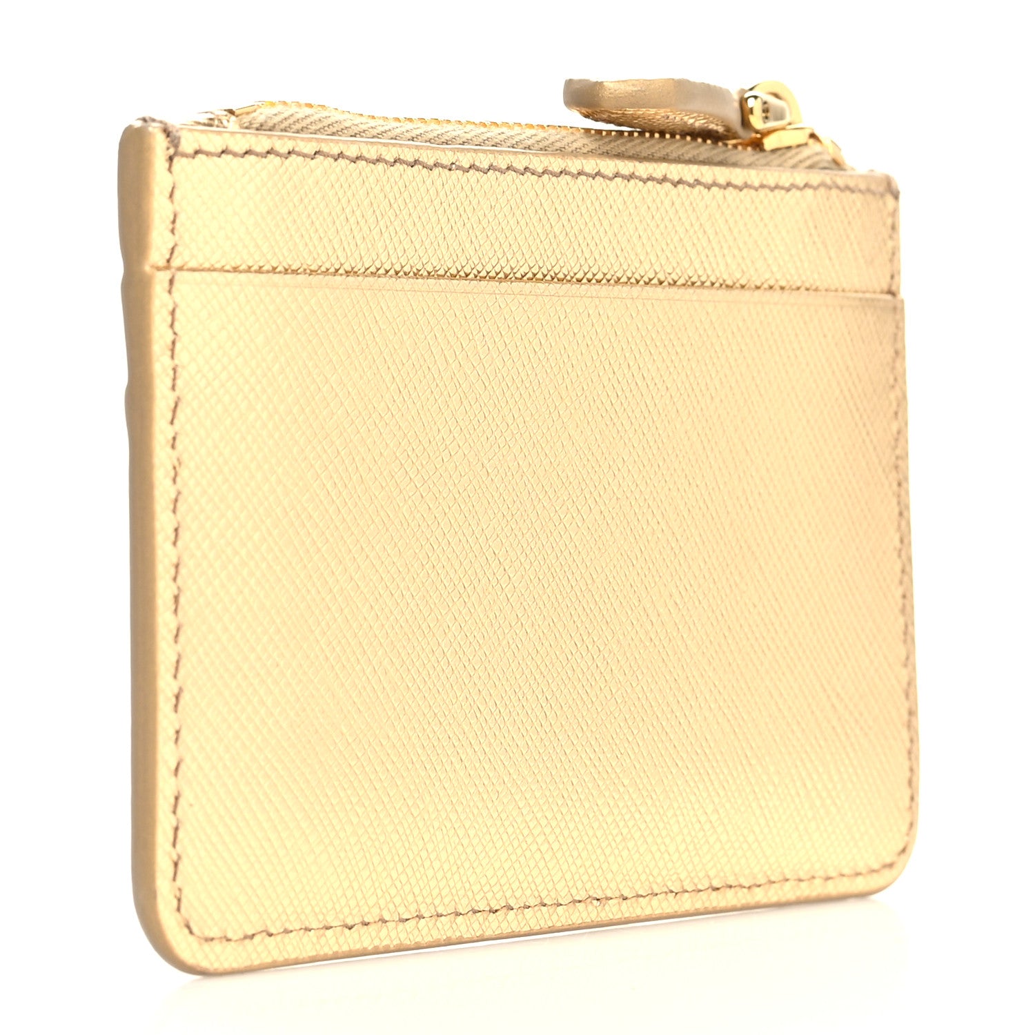 Prada Saffiano Metal Tab Card Case Metallic Gold 3 of 8