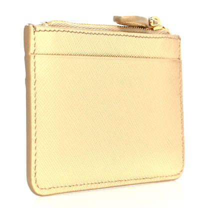 Prada Saffiano Metal Tab Card Case Metallic Gold 3 of 8