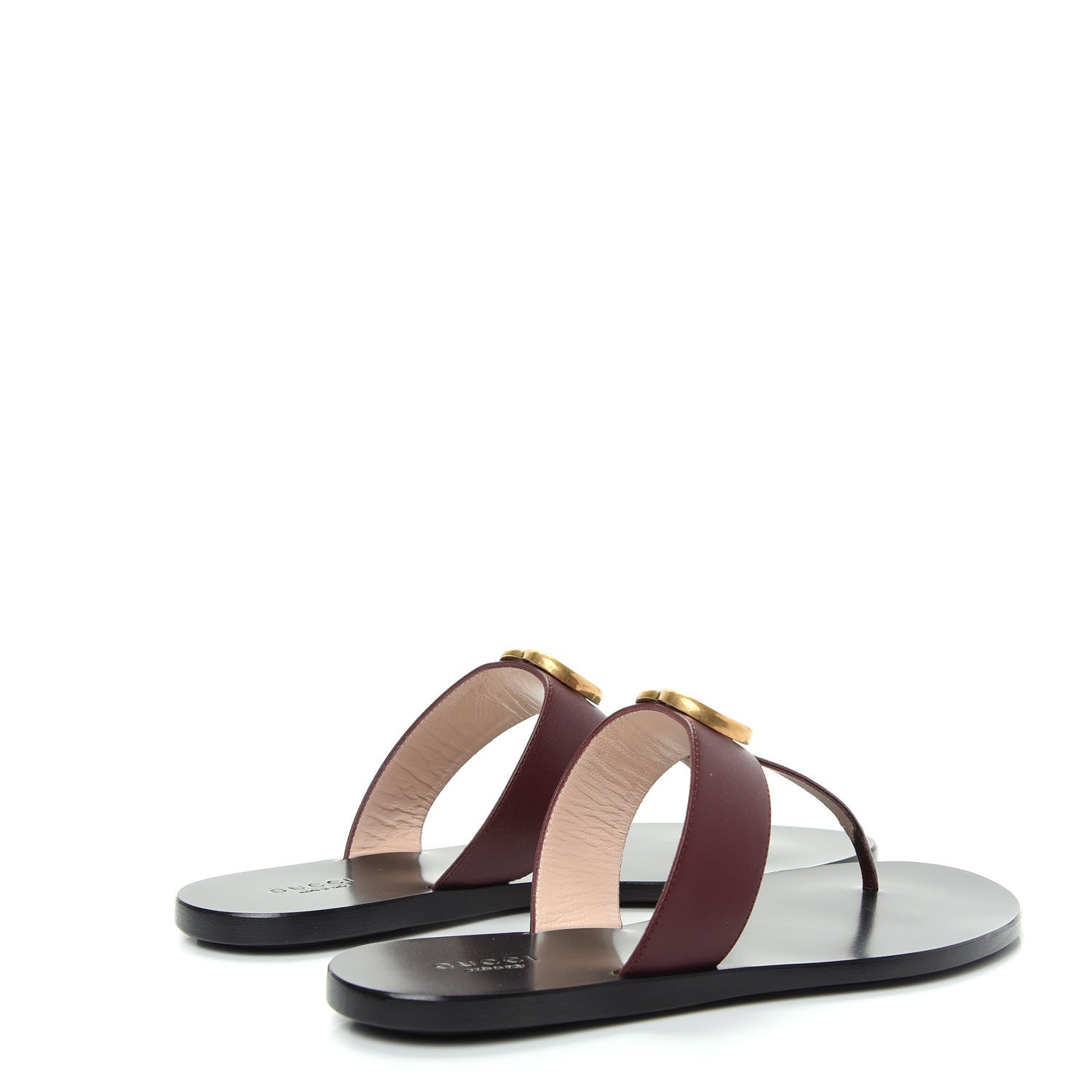 Gucci Calfskin GG Marmont Thong Sandals 37.5 Vintage Bordeaux 4 of 10