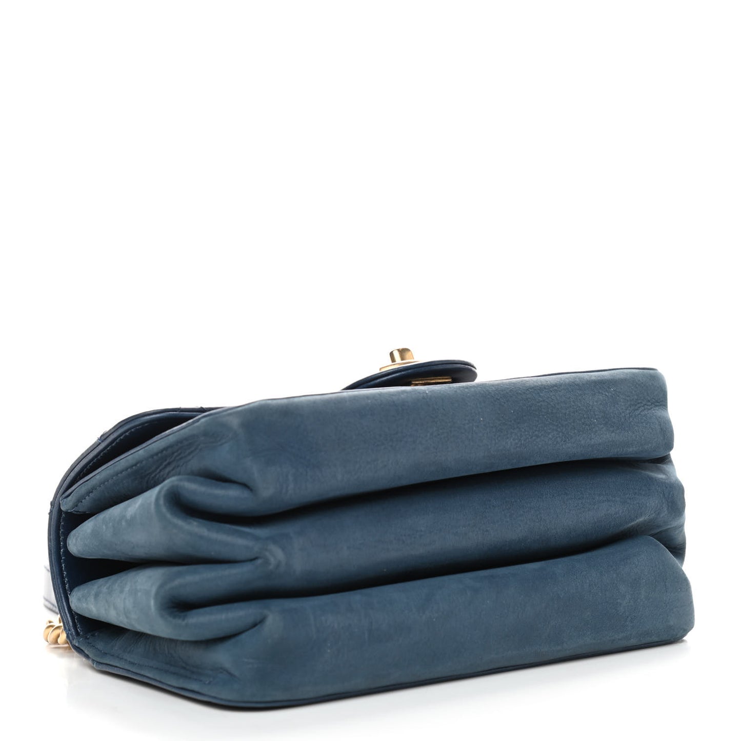 Glazed Calfskin Quilted Mini Straight Lined Flap Blue