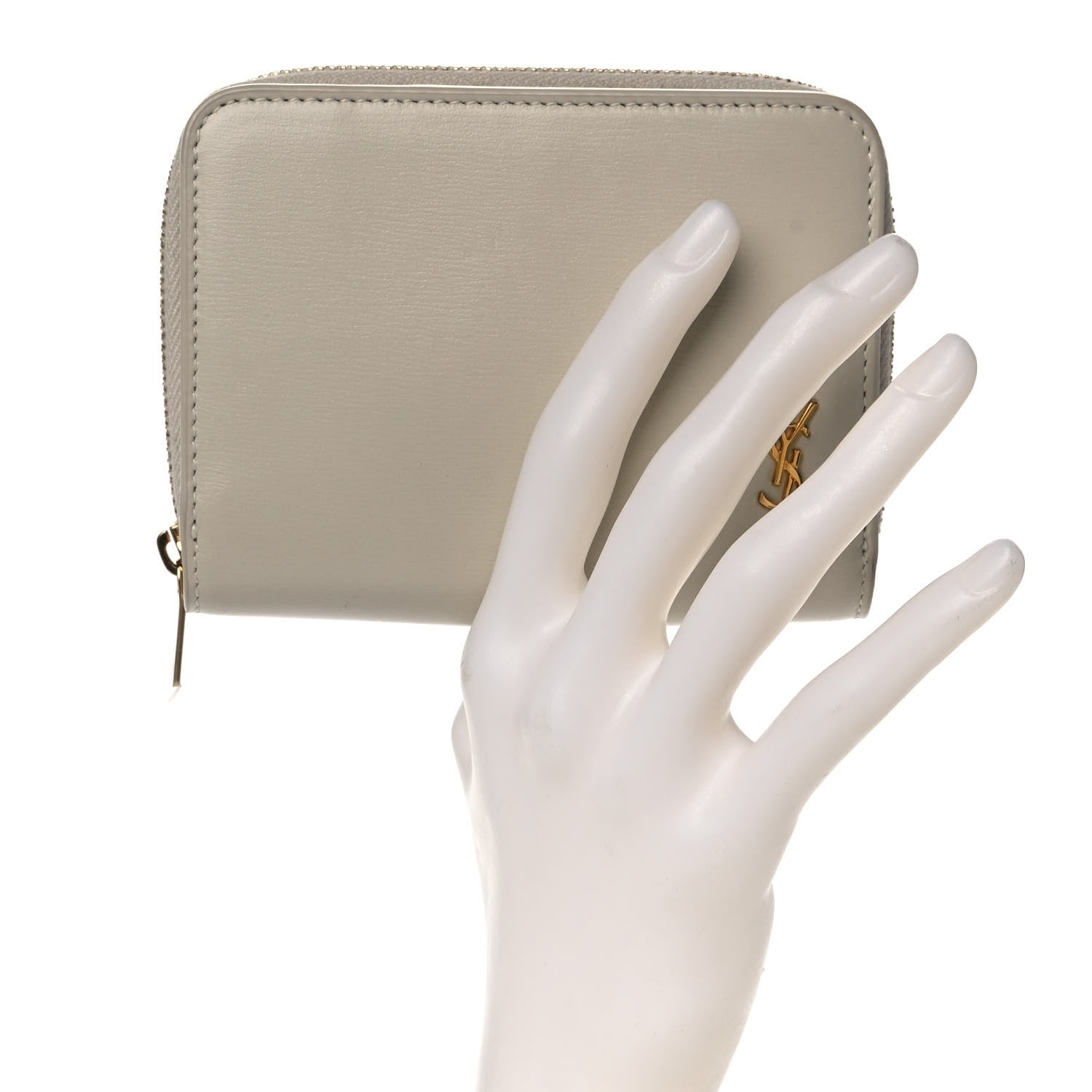 Saint Laurent Calfskin Compact Zip Around Wallet Crema Soft 2 of 10