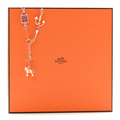 Hermes Metal Enamel Cheval Grand Parade Necklace Rose Gold 7 of 7