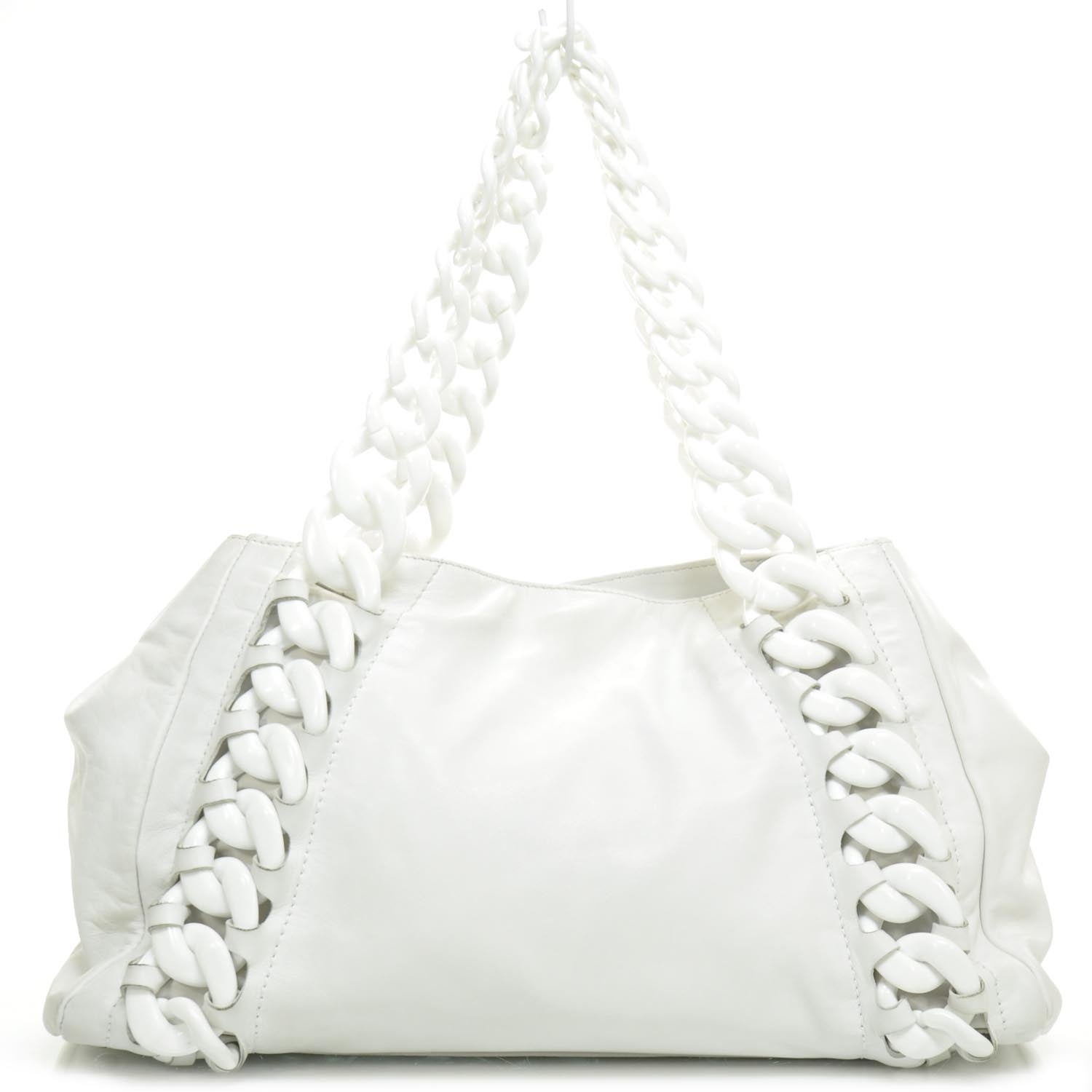Chanel Leather Modern Chain Tote White 4 of 10