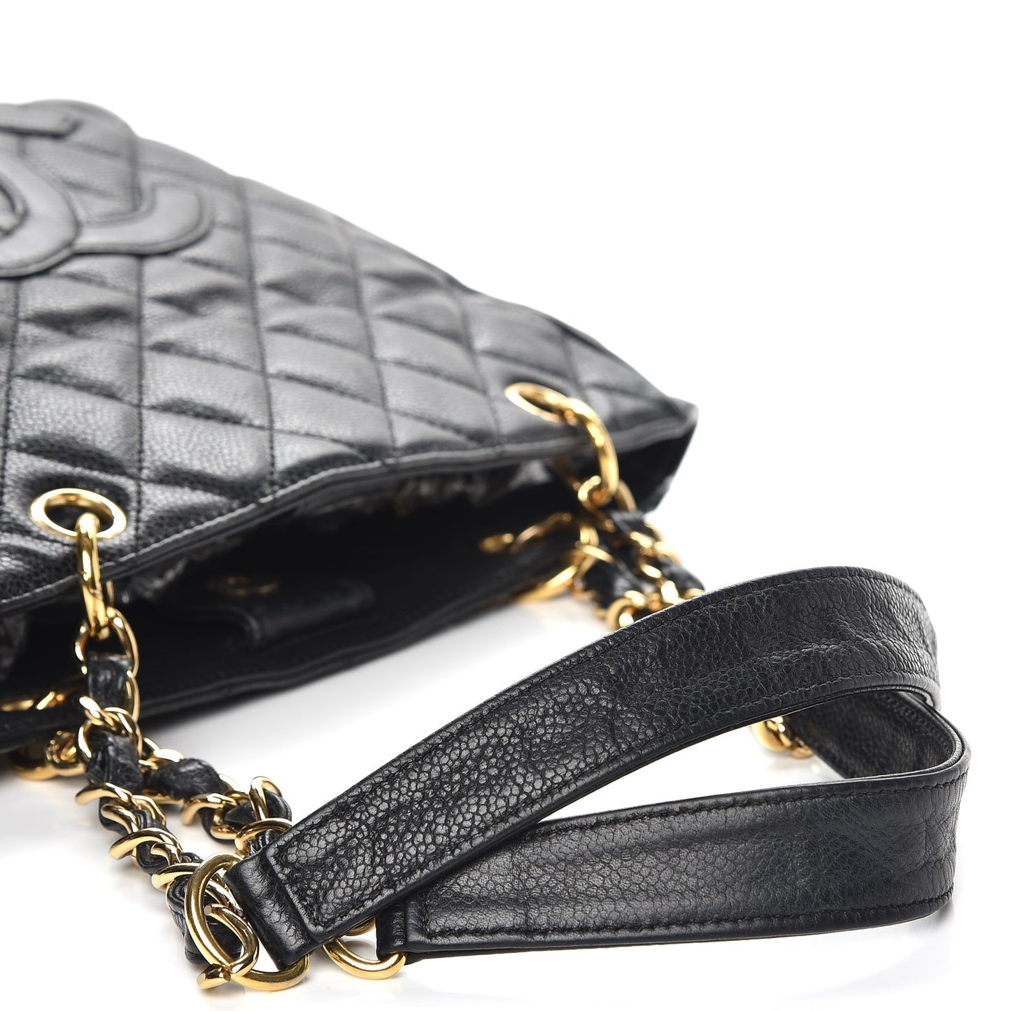 Caviar Quilted Petit Shopping Tote PST Black