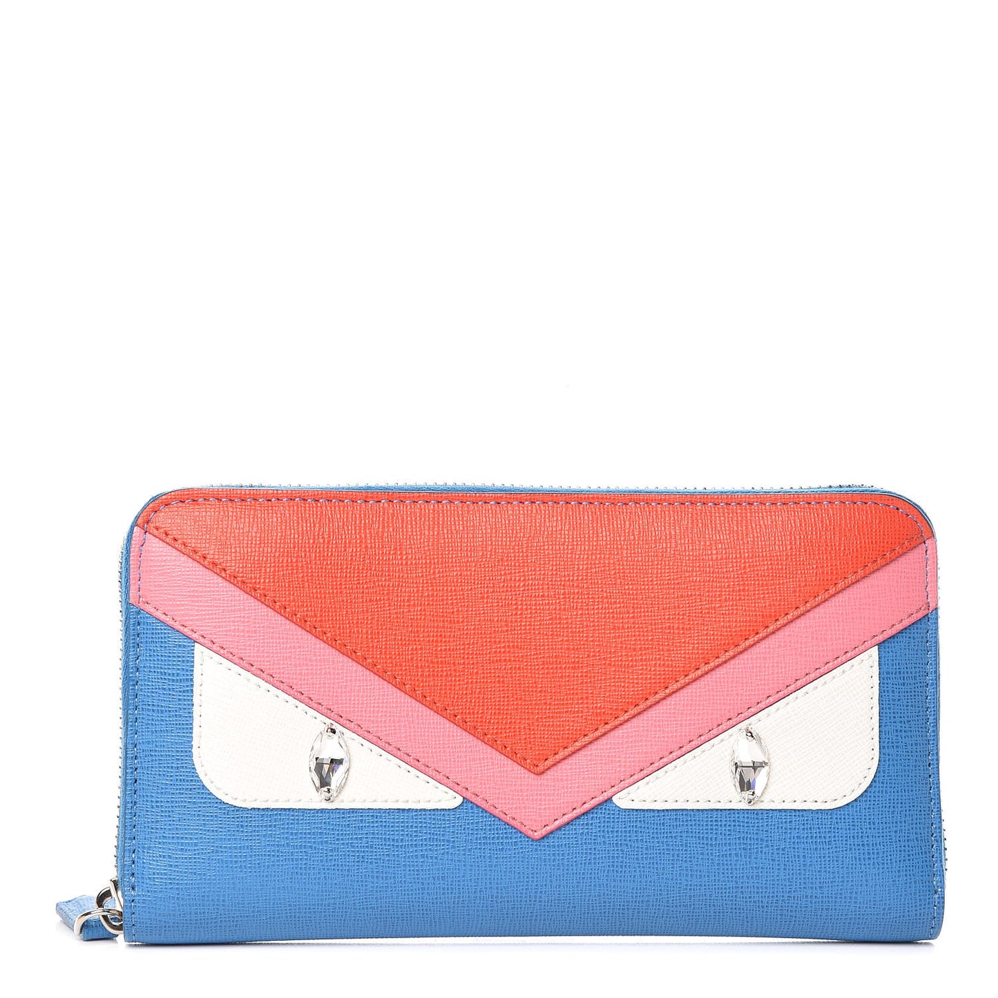 Vitello Elite Crystal Eye Monster Zip Around Wallet Royal Blue Papavero Multicolor