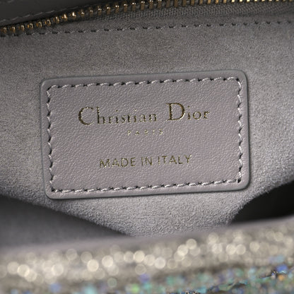 Christian Dior Calfskin Satin Celestial Bead Embroidery Embroidered Small Lady Dior Grey Multicolor 6 of 10