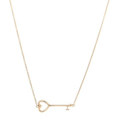 Tiffany 18K Yellow Gold Heart Key Pendant Necklace 1 of 5