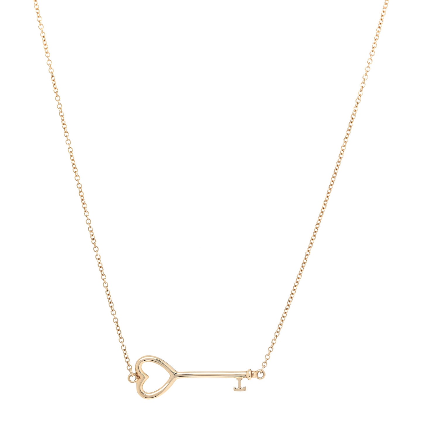 18K Yellow Gold Heart Key Pendant Necklace
