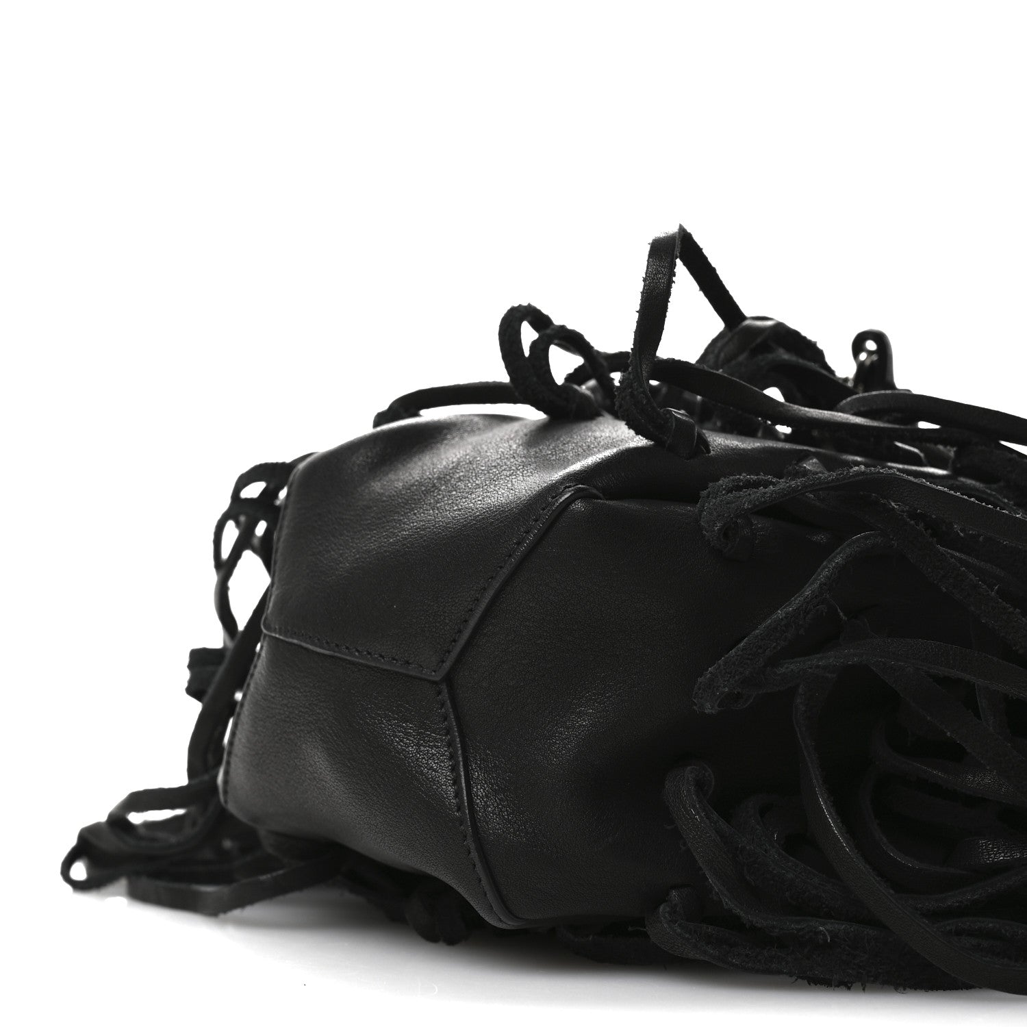 Saint Laurent Calfskin Fringe Monogram Mini Bourse Bucket Bag Black 10 of 10