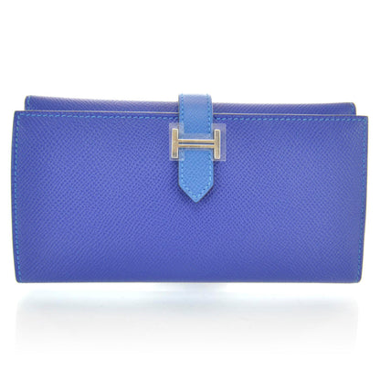 Hermes Epsom Bearn Tri-Fold Wallet Bleu Electrique Mykonos 1 of 9