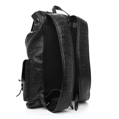 Gucci Calfskin GG Tennis Embossed Double Buckle Backpack Black 3 of 8