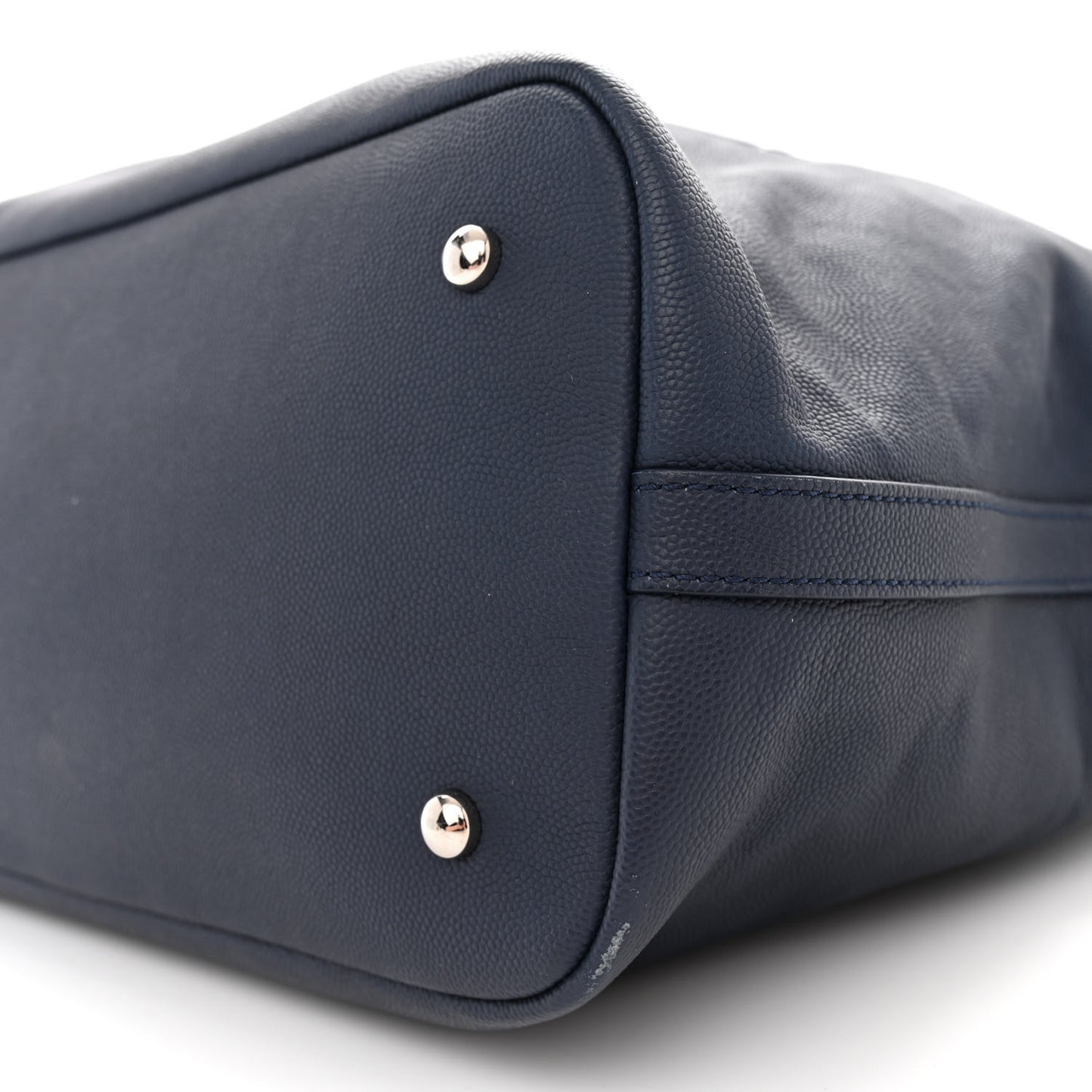 Grained Calfskin Large Coco Eyelets Shopping Tote Navy