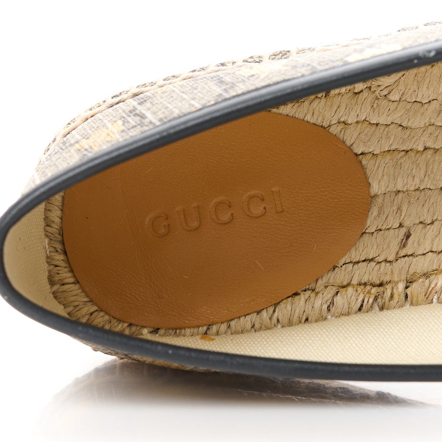 Gucci GG Supreme Monogram Bees Espadrille Flats 36 Beige Ebony Oro Black 9 of 12