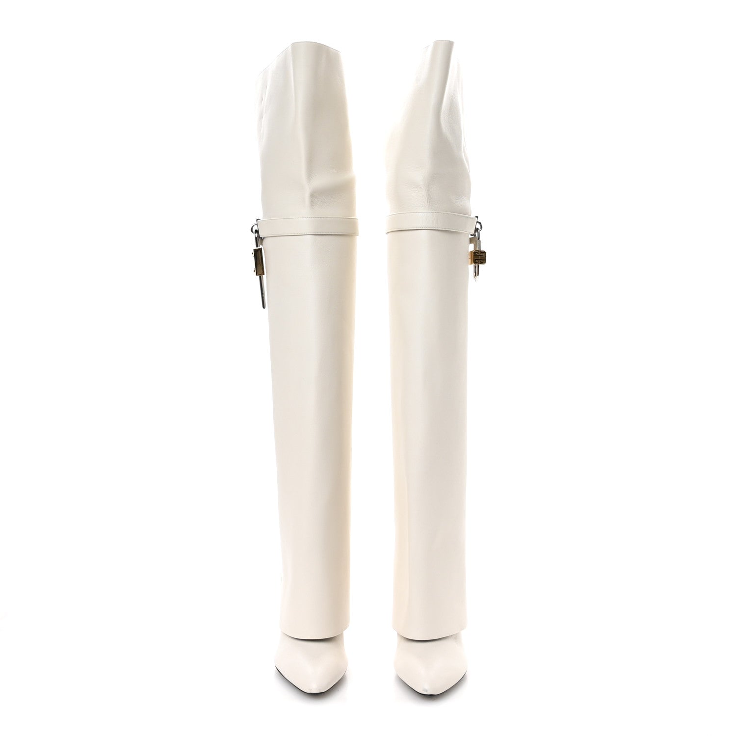 Givenchy Calfskin Shark Lock Pant Over the Knee Stiletto Boots 40 Ivory 3 of 8