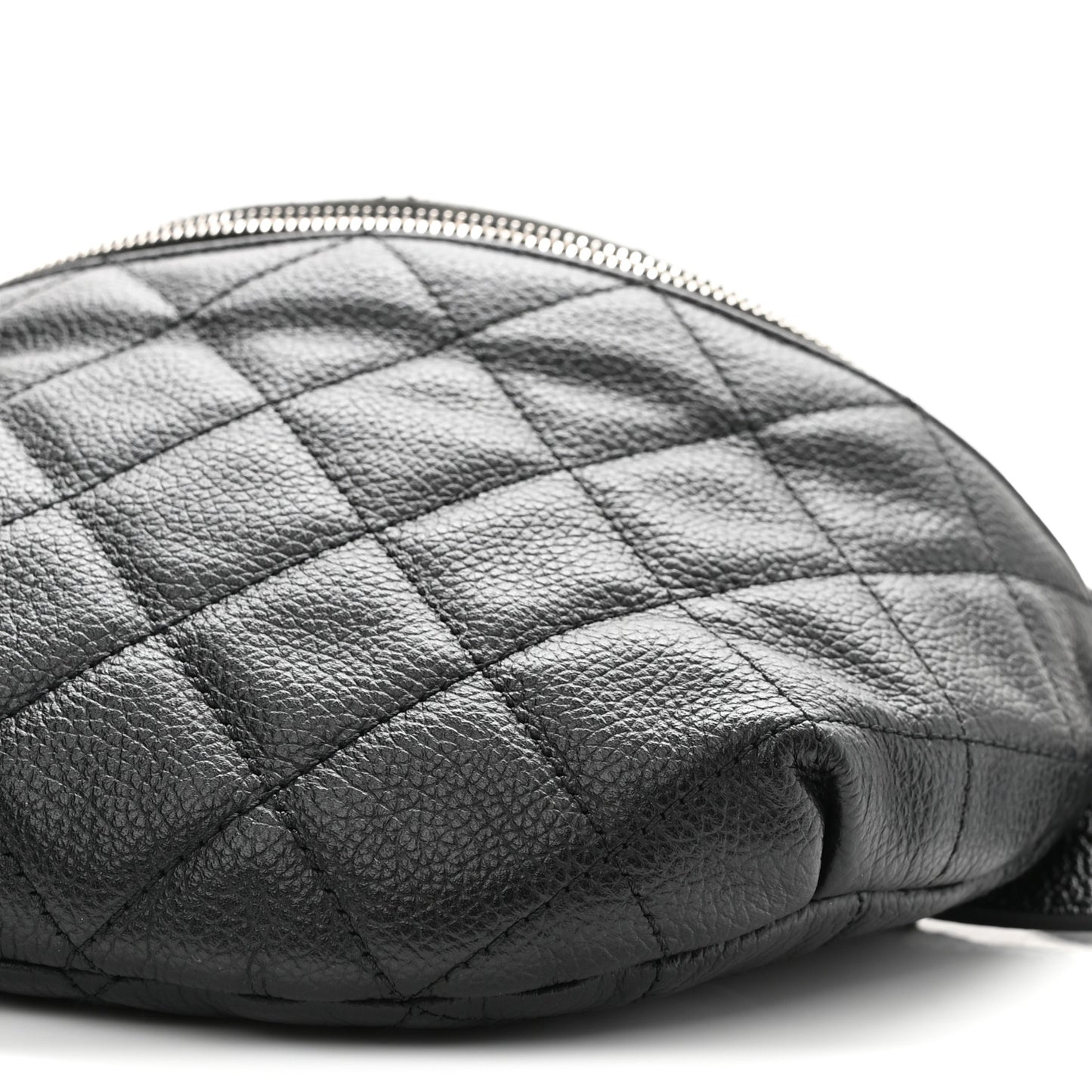 Grained Calfskin Quilted Waist Belt Bag Black