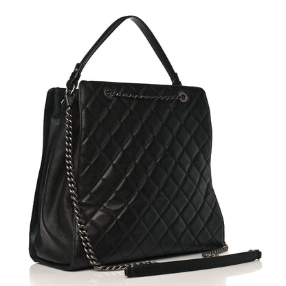 Chanel Caviar Quilted Large CC Bucket Bag Black 2 of 8