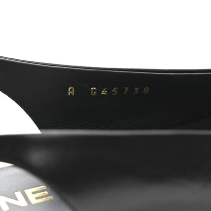 Chanel Goatskin Grosgrain Pointed Toe CC Slingback Flats 37 Black 9 of 11