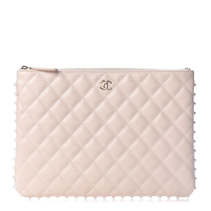 Chanel Calfskin Quilted Pearl Medium Cosmetic Case Beige 1 of 8