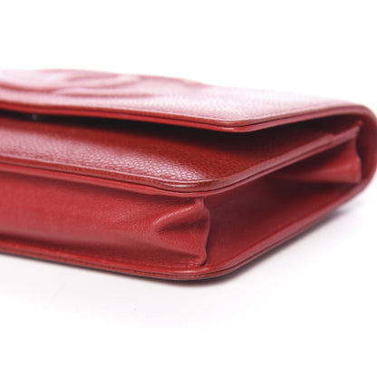 Chanel Caviar Timeless CC Wallet On Chain WOC Red 10 of 14
