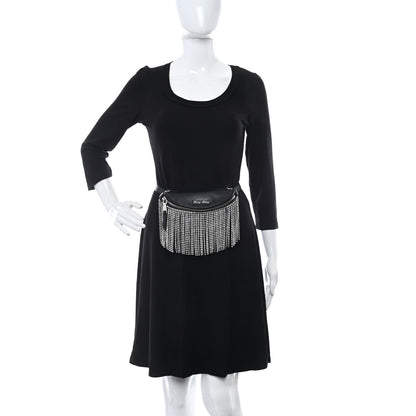 Miu Miu Nappa Crystal Fringe Belt Bag Black 2 of 9