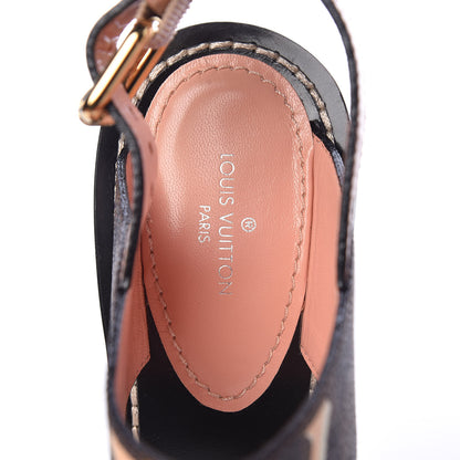 Louis Vuitton Calfskin Damier Ebene Passenger Heeled Sandals 38 6 of 9