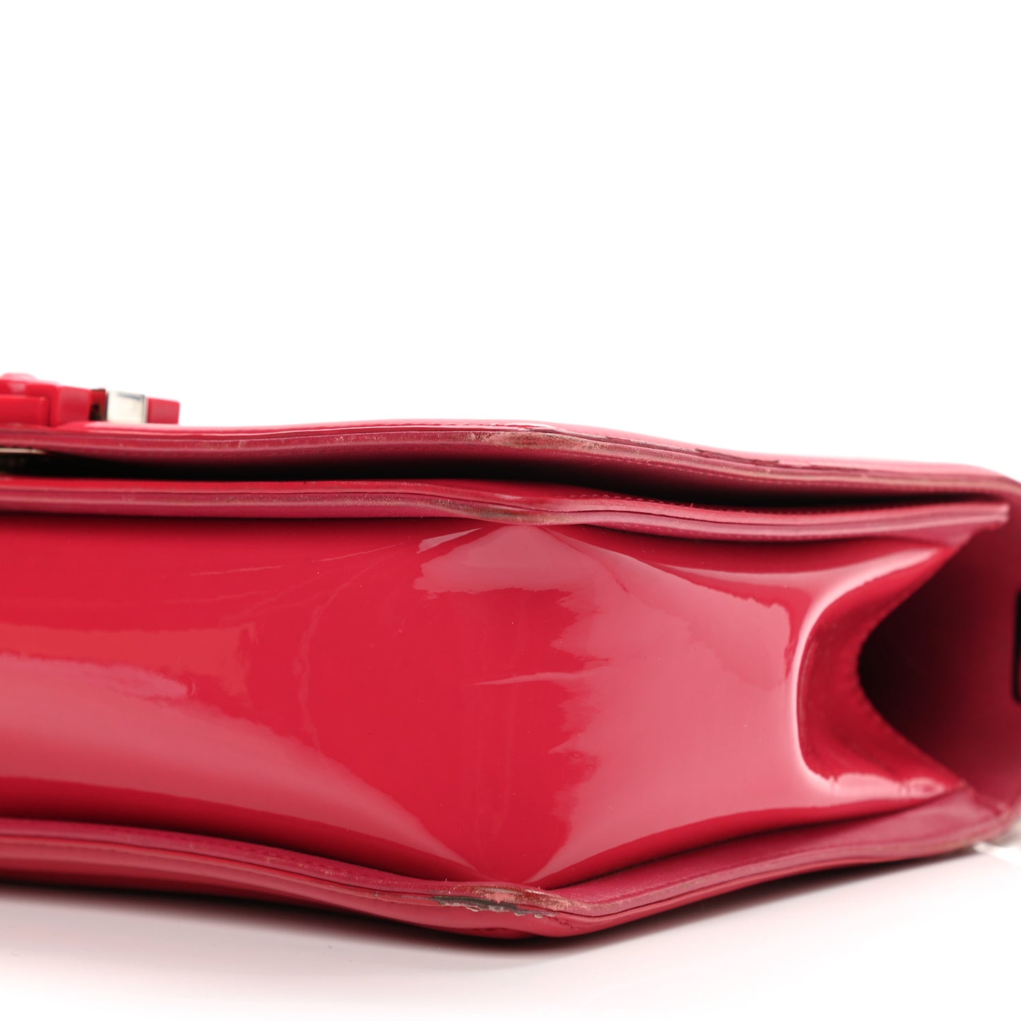 Patent Calfskin New Medium Plexiglass Boy Flap Pink