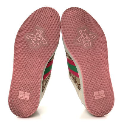 Gucci Calfskin GG Supreme Crystals Web Screener Sneakers 38 Beige Ebony Wild Rose 6 of 10
