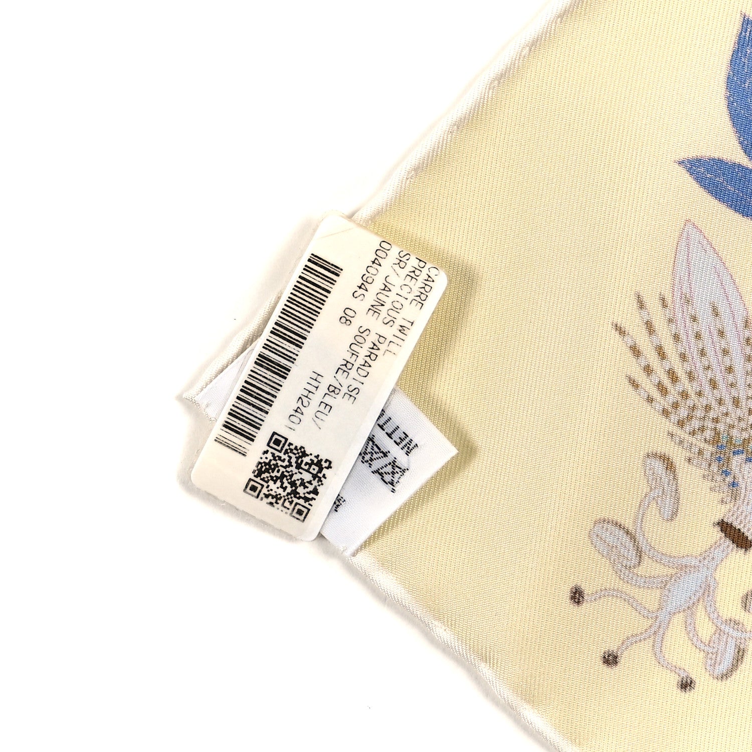 Hermes Silk Twill Precious Paradise Scarf 90 Jaune Soufre Bleu Rose 4 of 4