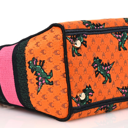 Christian Dior Canvas Embroidered Dino Medium Lady D-Lite Orange Multicolor 9 of 16