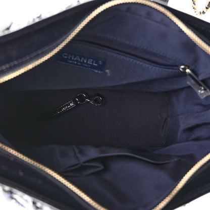 Chanel Tweed PVC Patent Chevron Quilted Medium Gabrielle Hobo Blue 5 of 11