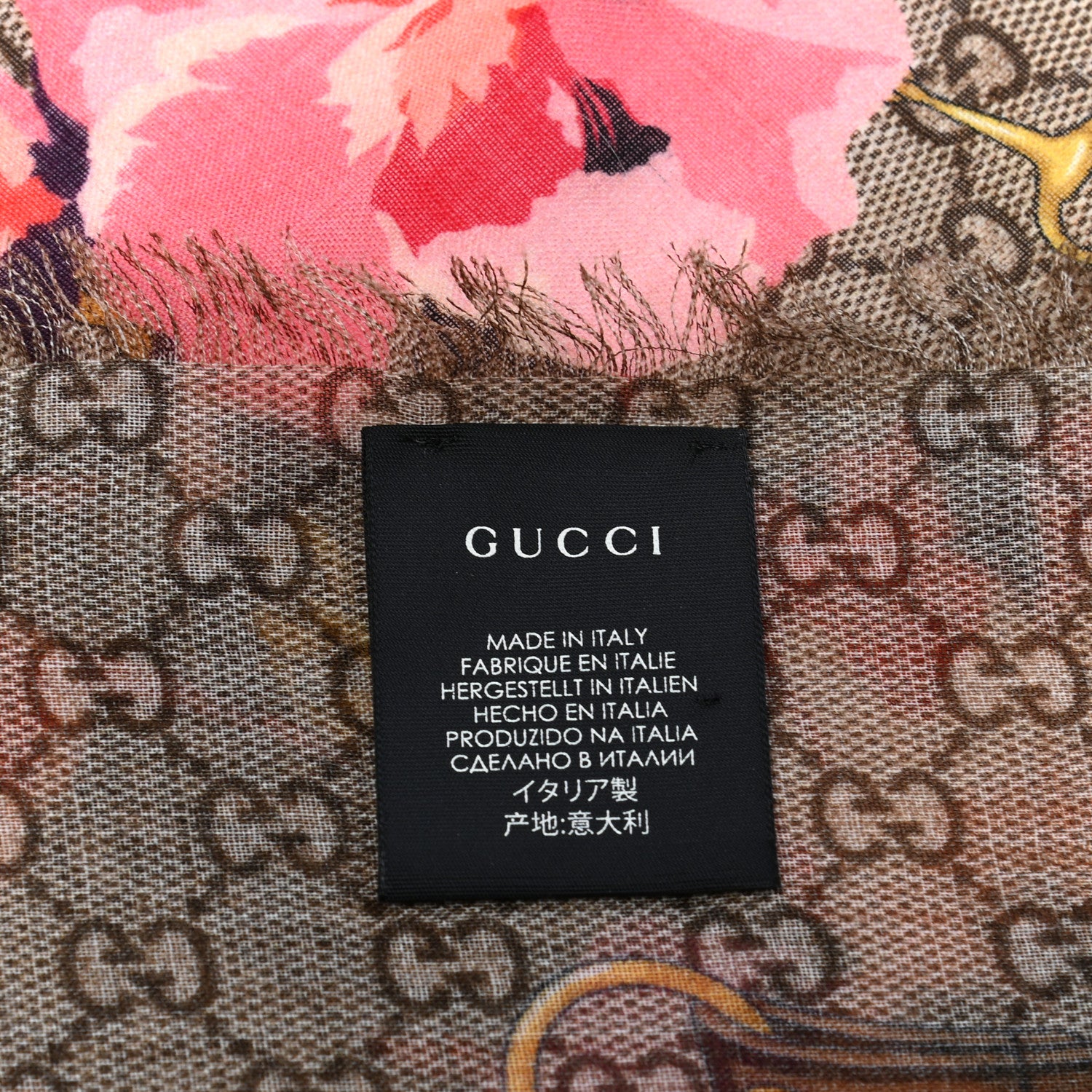 Gucci Wool Jacquard GG Monogram Big Panshie Fringe Shawl Roseate Beige 2 of 4