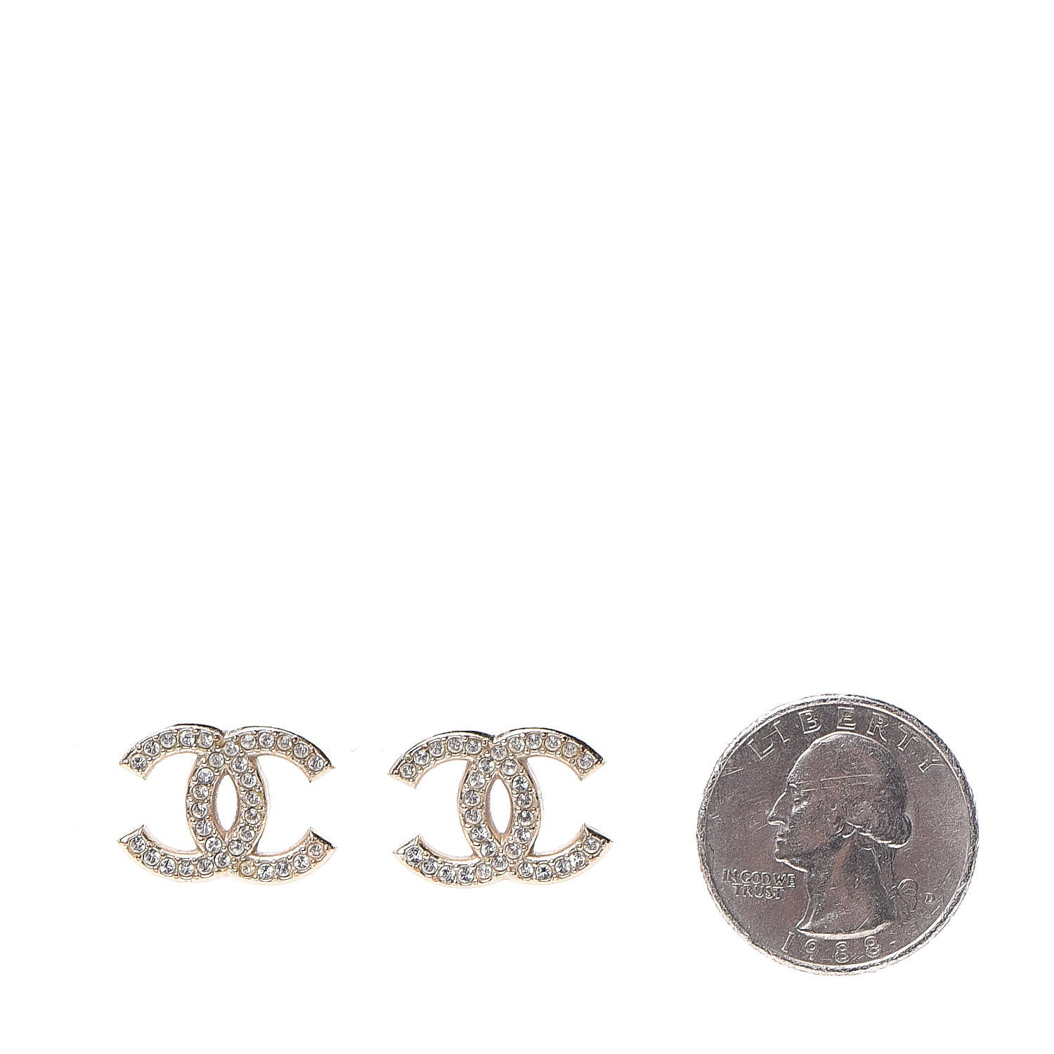 Chanel Crystal CC Earrings Gold 2 of 5
