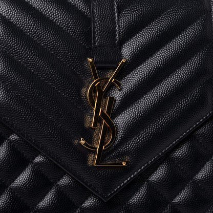 Saint Laurent Grain De Poudre Textured Mixed Matelasse Triquilt Medium Monogram Satchel Deep Marine 9 of 11