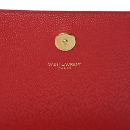 Saint Laurent Grain De Poudre Medium Monogram Kate Satchel Red 6 of 10