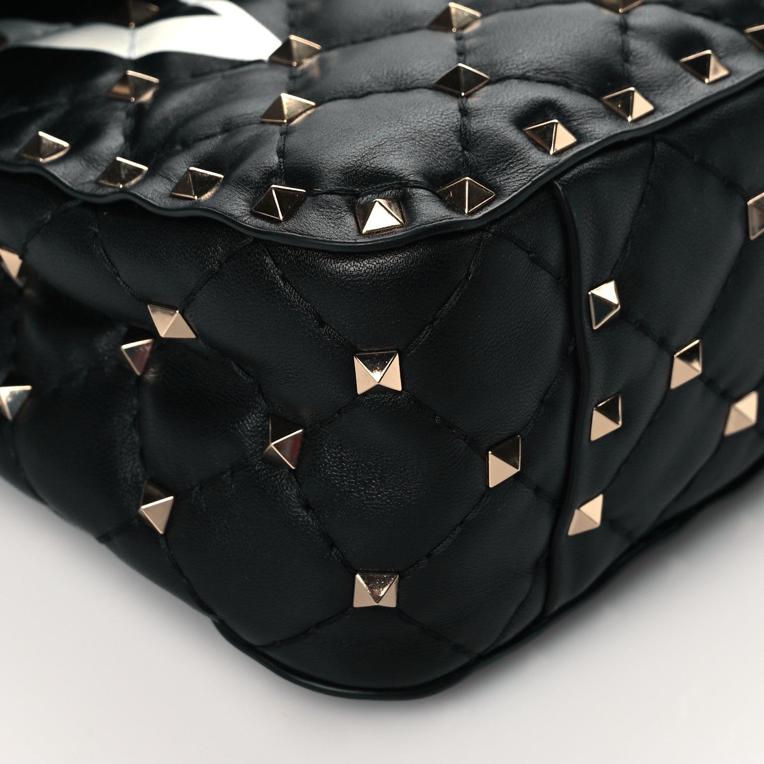 Valentino Garavani Lambskin VLTN Print Medium Rockstud Spike Shoulder Bag Black 8 of 9