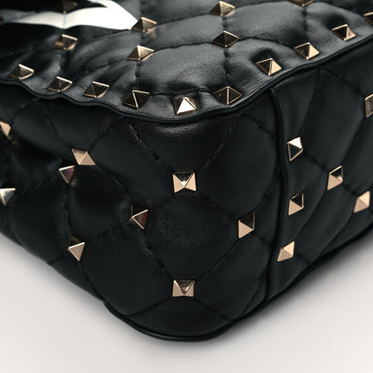Valentino Garavani Lambskin VLTN Print Medium Rockstud Spike Shoulder Bag Black 8 of 9