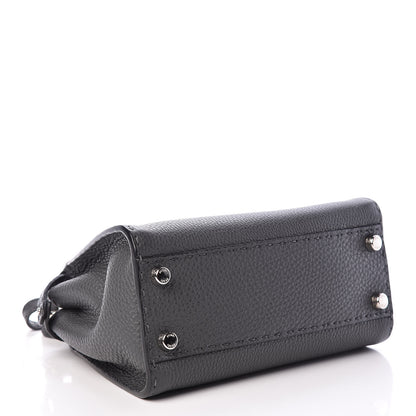 Fendi Cuoio Romano Selleria Bi-Color Mini Peekaboo Iconic Satchel Asfalto Latte 4 of 12
