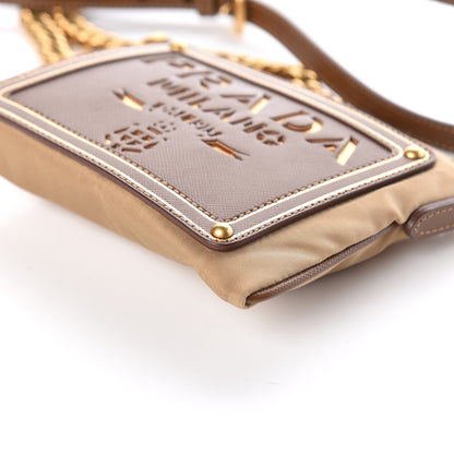 Prada Tessuto Nylon Saffiano Logo Crossbody Bag Beige 6 of 10