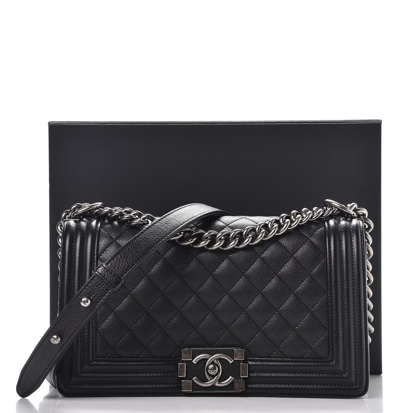Calfskin Quilted Medium Boy Flap Black