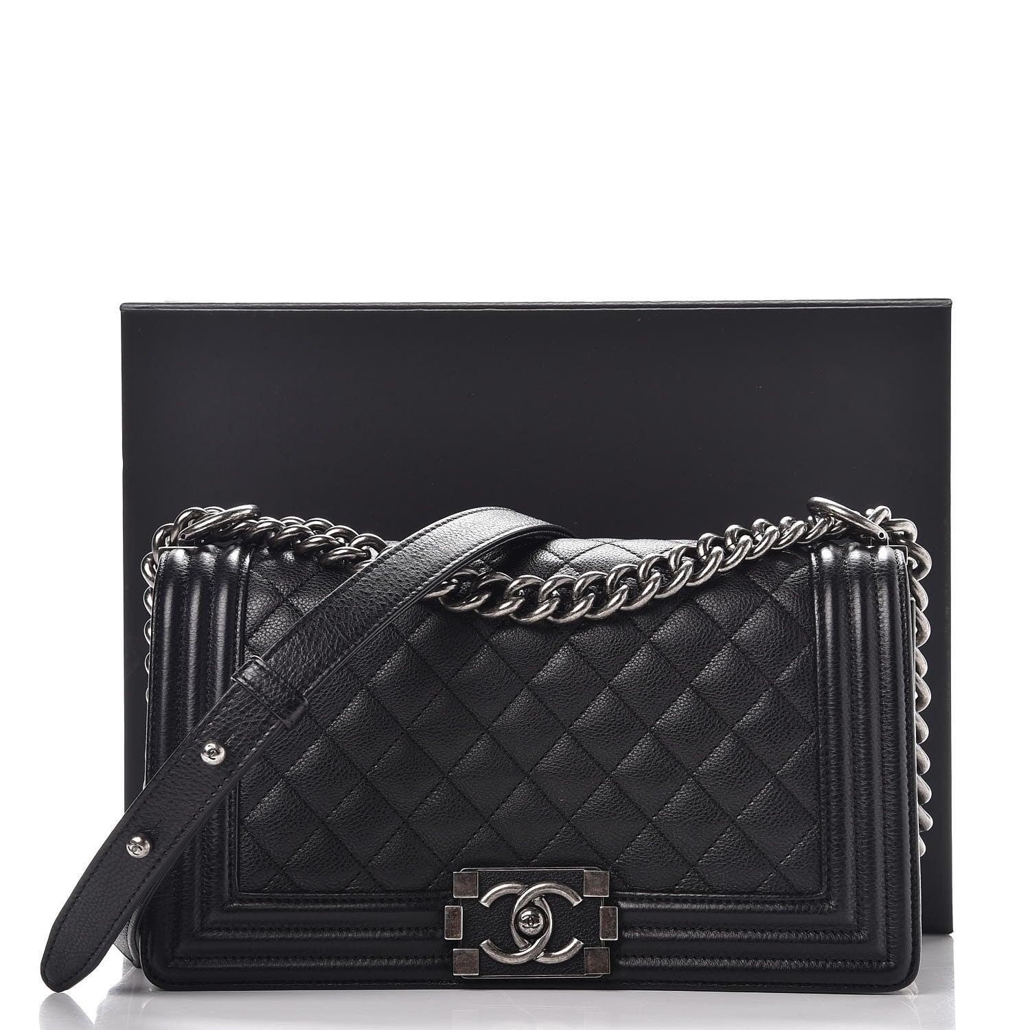 Chanel Calfskin Quilted Medium Boy Flap Black 8 of 8