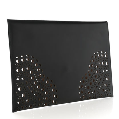 Alaia Calfskin Laser Cut Envelope Clutch Black 3 of 7